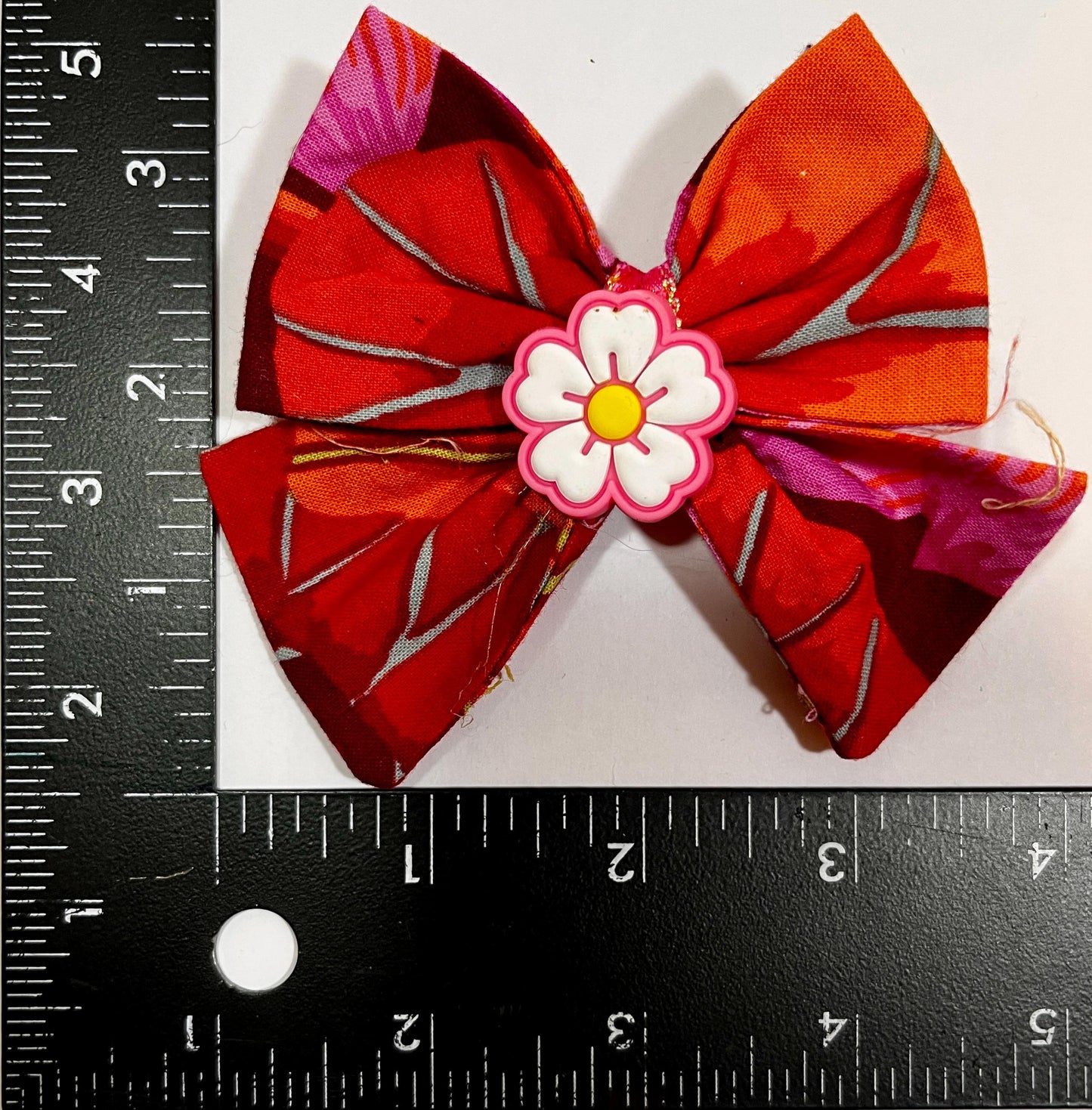 Small Orange Flower Hair Bow – Bold, Bright, Handmade Joy