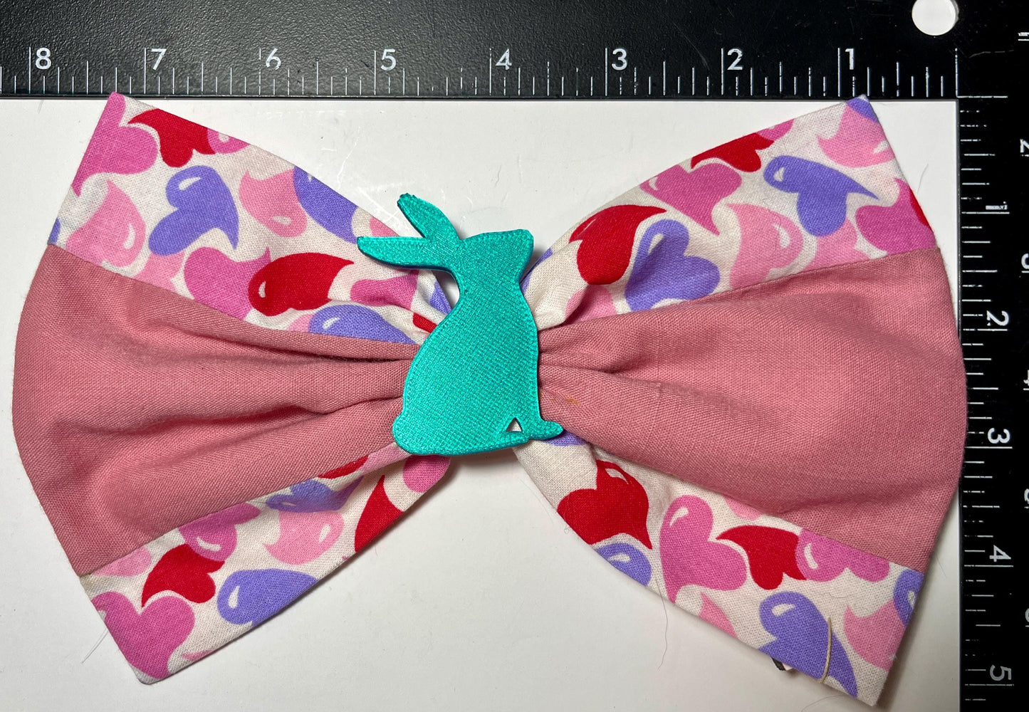Pink Bunny Heart Bow | Easter Spring Hair Clip for Girls