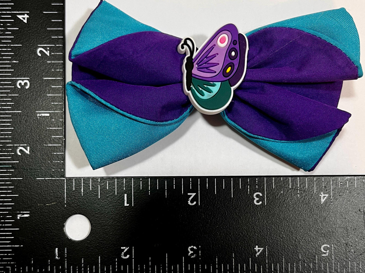 Teal & Purple Butterfly Bow – Handmade Whimsical Clip