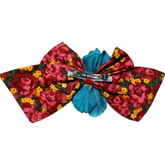Floral Blue Flower Hair Bow