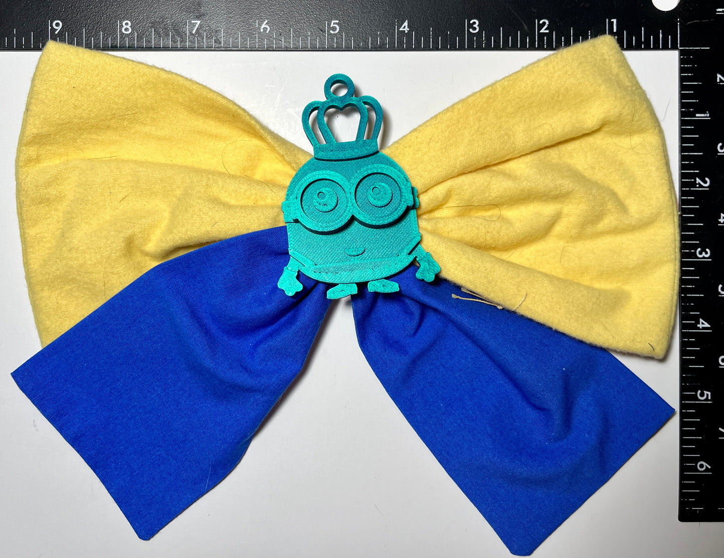 Royal Minion Yellow & Blue Hair Bow | Handmade Fun Clip