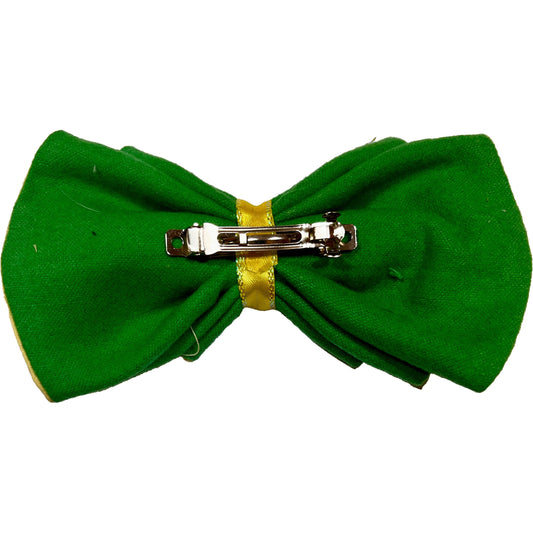 Green and Yellow Daisy Hair Bow - Handmade Spring Accessory