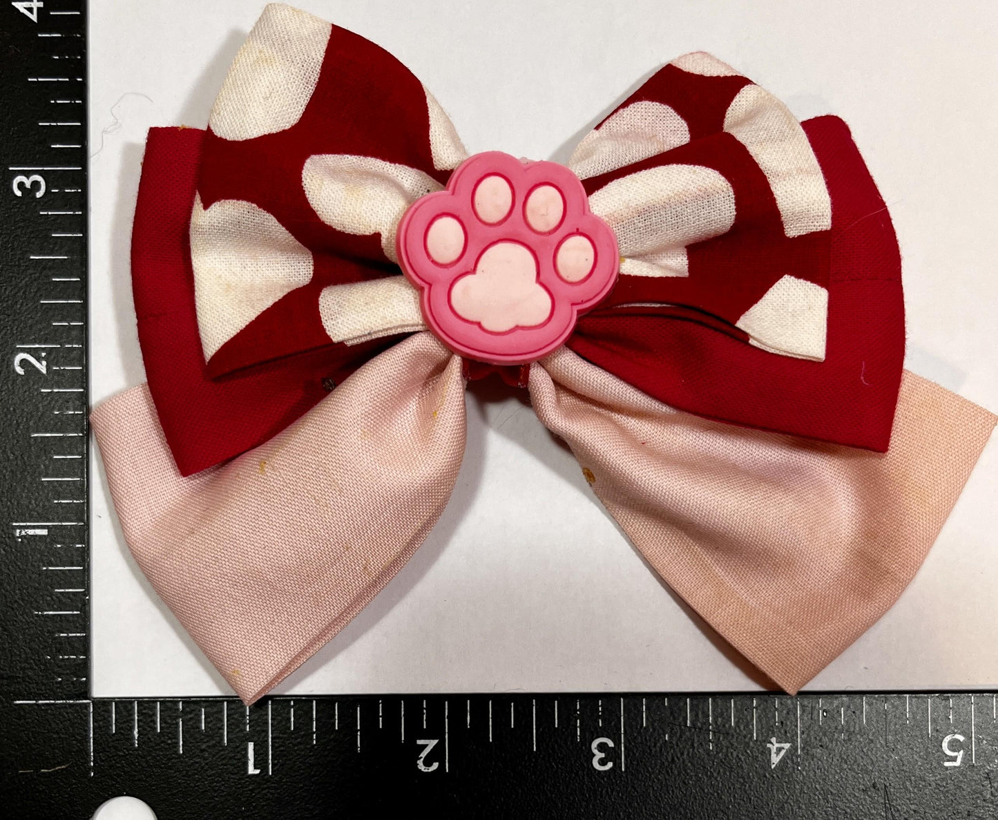 Pink Paw Print Bow – Handmade Pet Lover Hair Clip