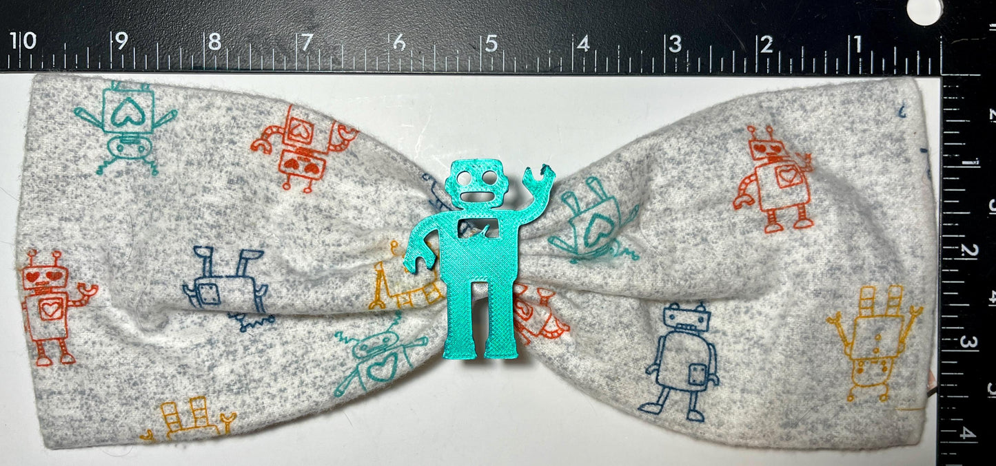 Handmade Robot Hair Bow with 3D Printed Charm – Cute Geeky Hair Accessory for Sci-Fi Fans, Kids & Adults, Fun Tech Gift