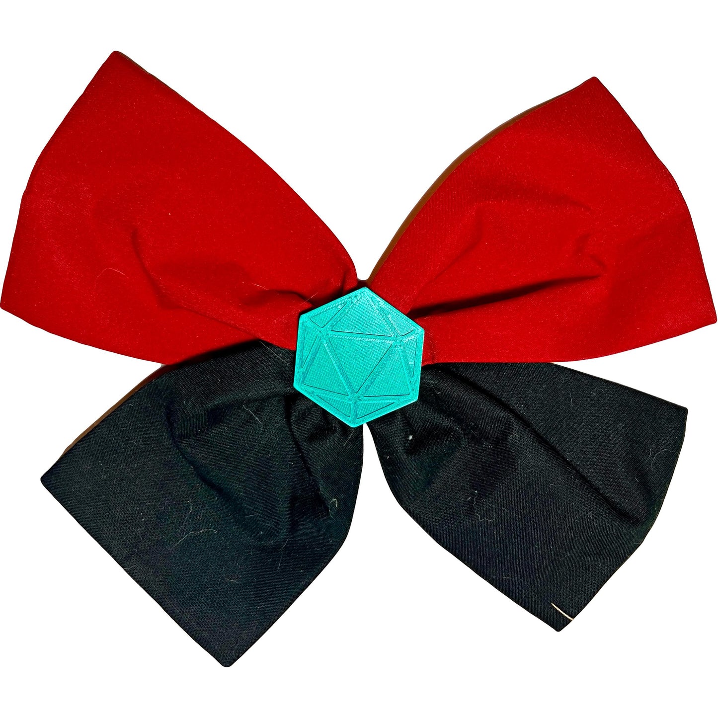 Handmade DnD Fabric Hair Bow with 3D D20 Dice Charm – Tabletop RPG Gift, Gamer Hair Accessory