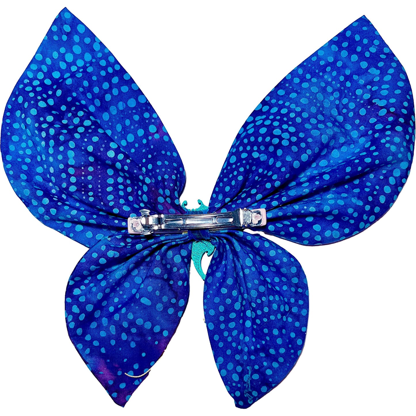 Handmade Manta Ray Hair Bow – Ocean Blue Butterfly Bow with 3D Printed Charm – Nautical Fantasy Accessory for Mermaidcore and Sea Lovers