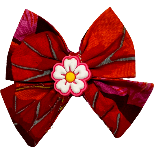 Small Orange Flower Hair Bow – Bold, Bright, Handmade Joy